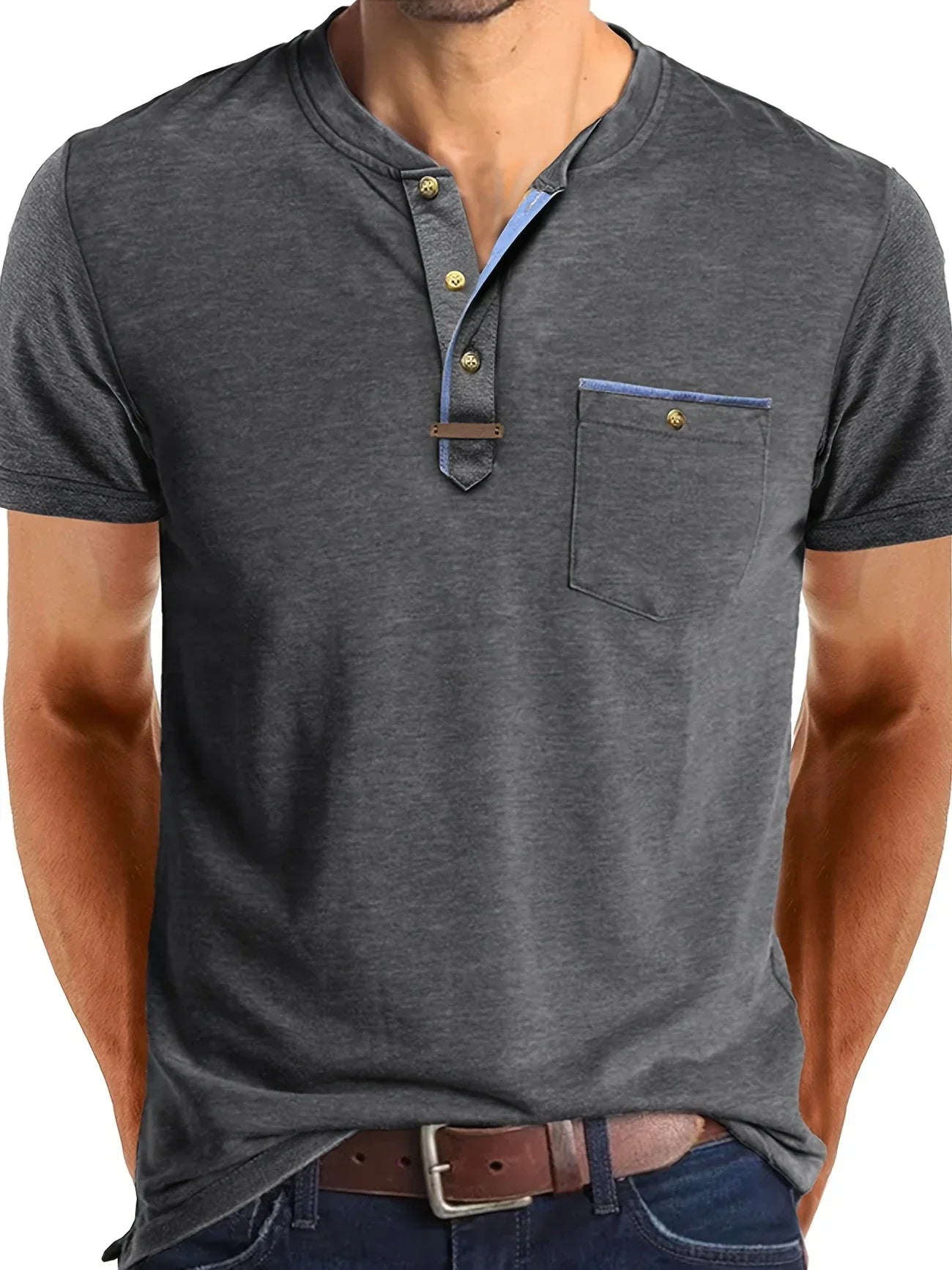 Lenoir™ | T-shirt col rond élégant avec poche