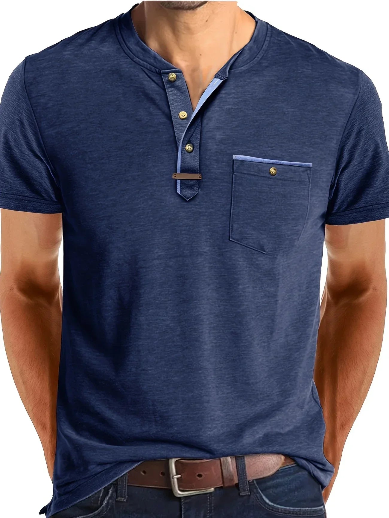 Lenoir™ | T-shirt col rond élégant avec poche