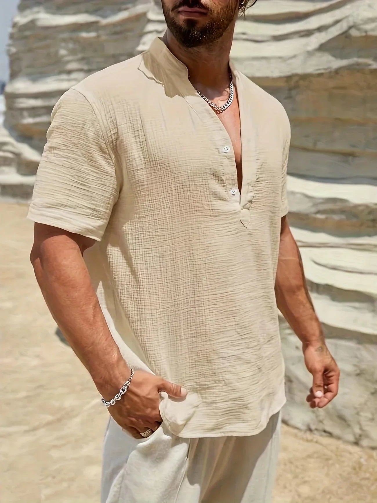 Lenoir™ | Chemise d’été élégante à col montant