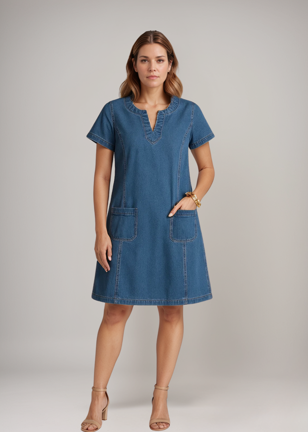 Atelier Élégance™ | Robe tunique en jean avec poches
