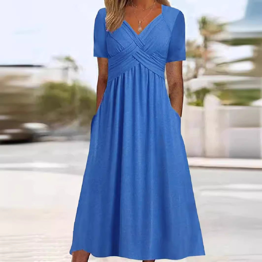 Atelier Élégance™ | Robe midi avec couture à la taille et poches