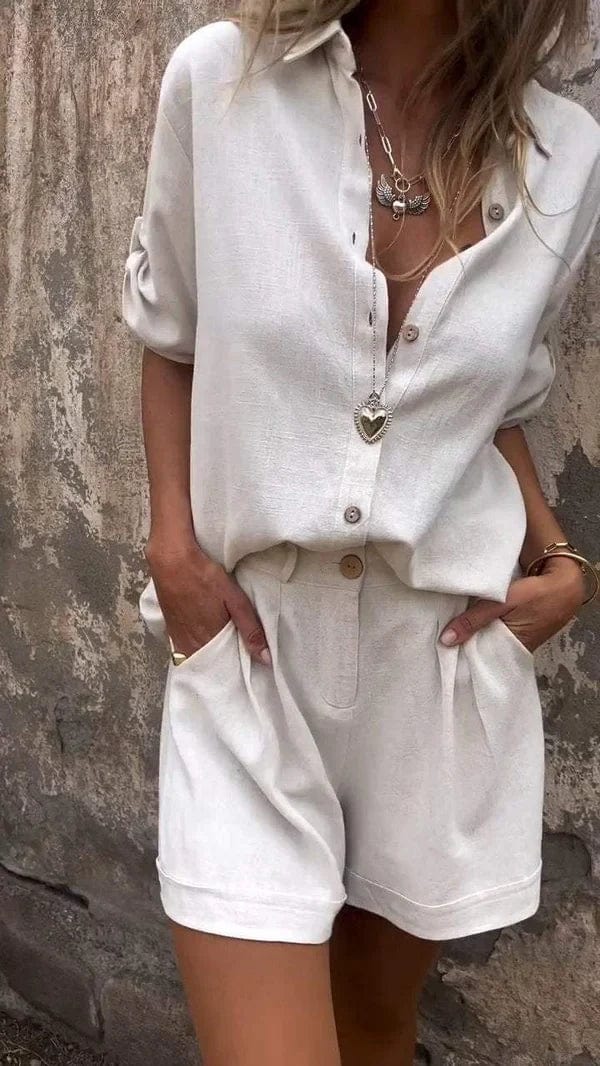 Atelier Élégance™ | Ensemble chemise à boutons et shorts