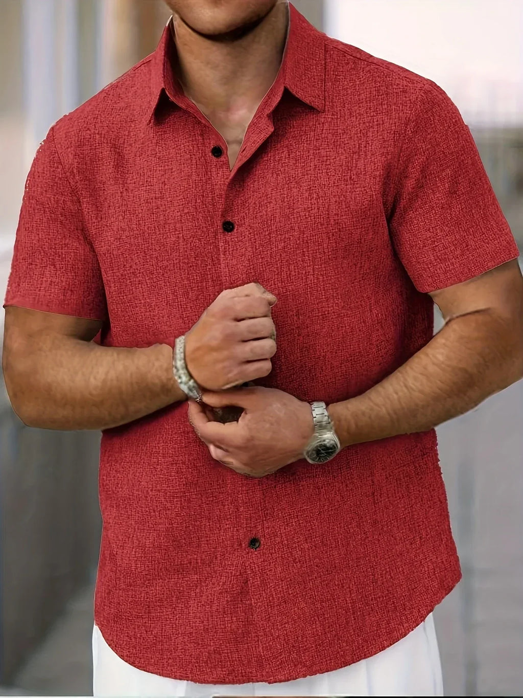 Lenoir™ | Chemise légère à manches courtes en mélange de lin