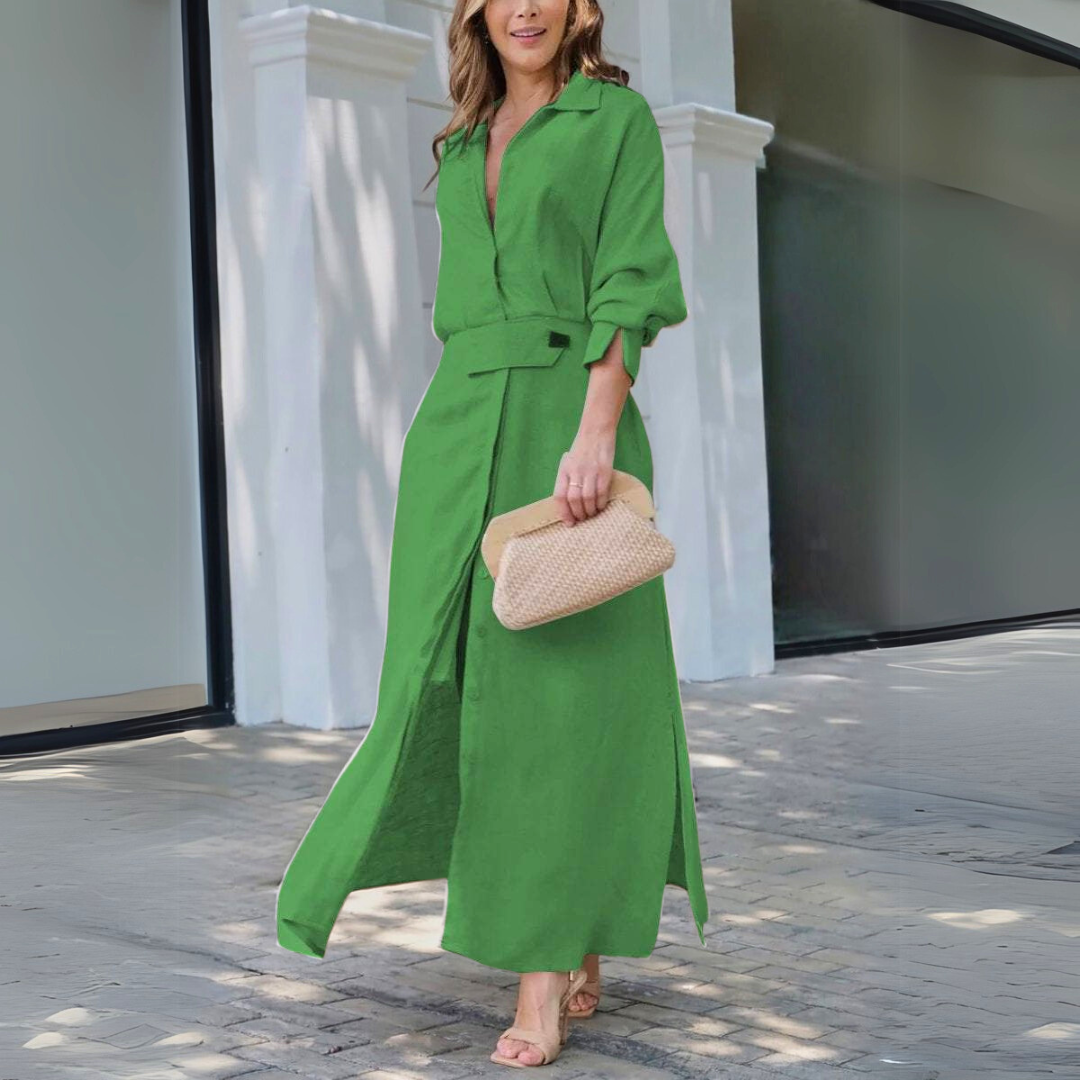 Atelier Élégance™ | Jeanette robe maxi élégante à décolleté en V