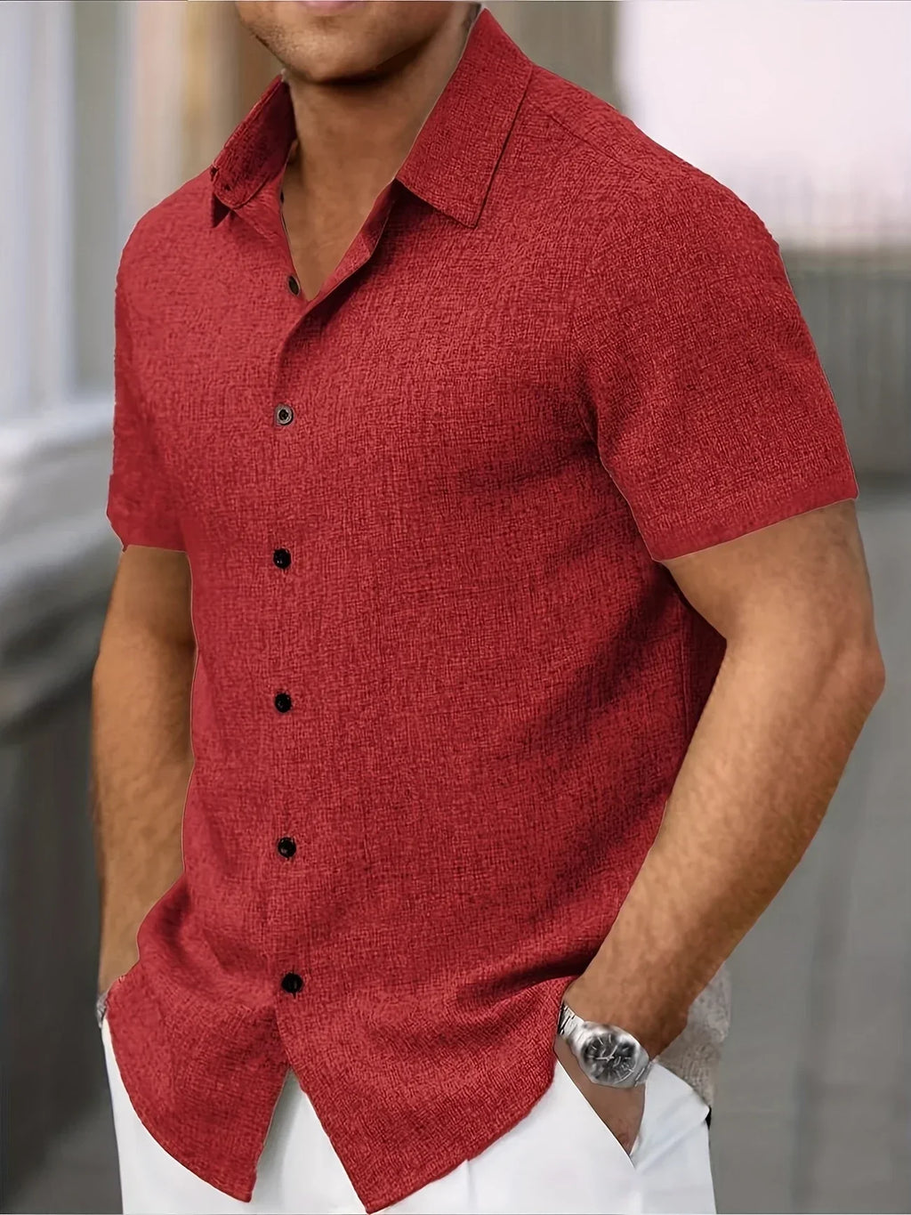 Lenoir™ | Chemise légère à manches courtes en mélange de lin
