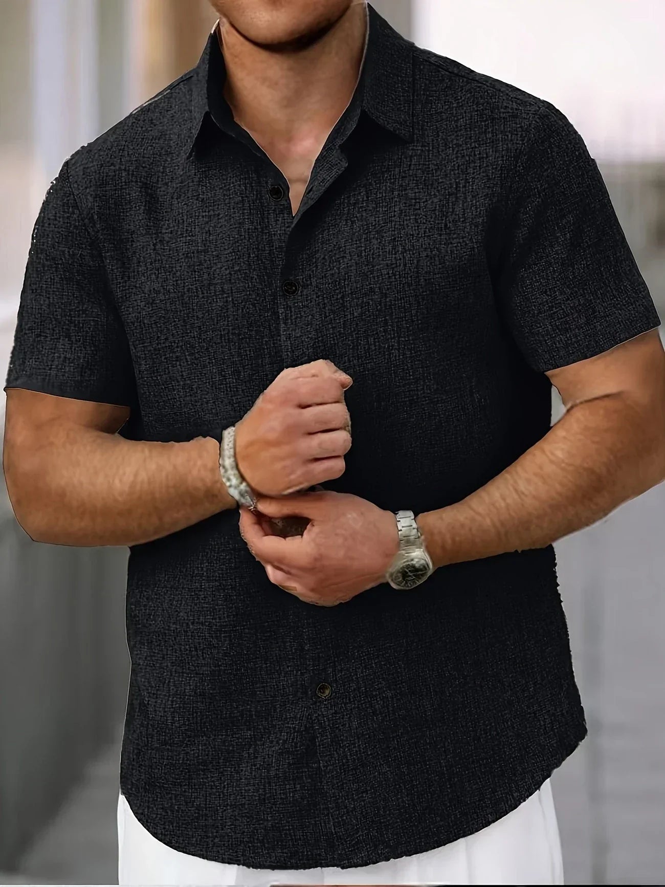 Lenoir™ | Chemise légère à manches courtes en mélange de lin