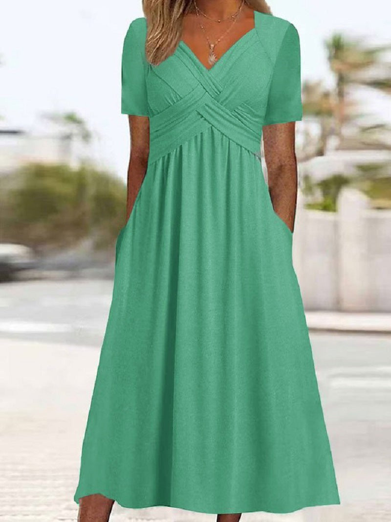 Atelier Élégance™ | Robe midi avec couture à la taille et poches