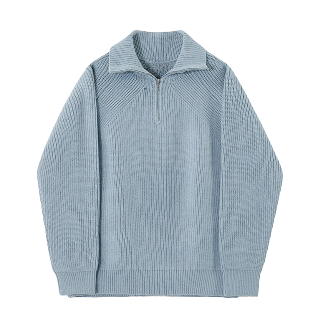 Atelier Élégance™ | Pull Azure à quart de zip