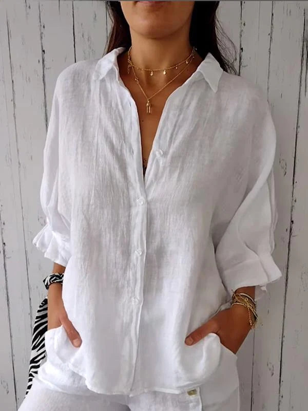 Atelier Élégance™ | Chemise Coton et Lin à Nouer dans le Dos