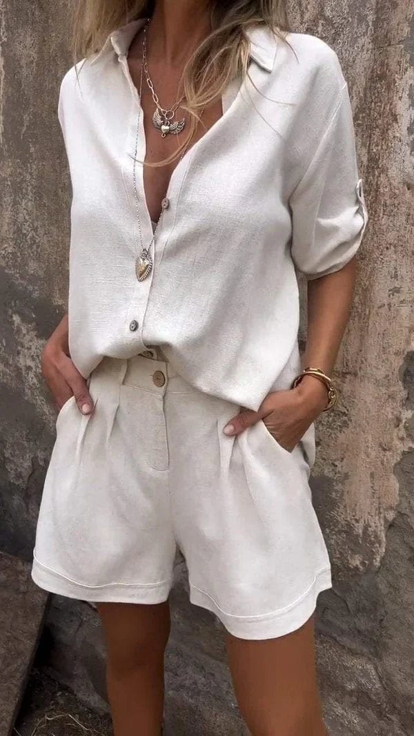 Atelier Élégance™ | Ensemble chemise à boutons et shorts
