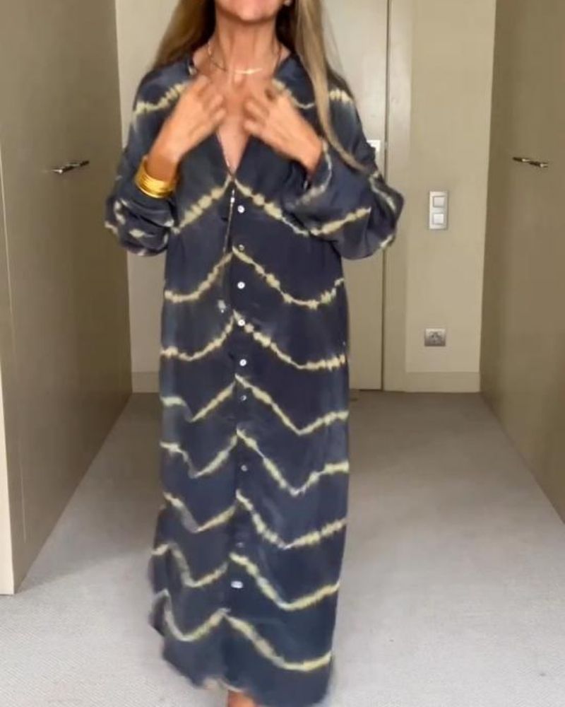Atelier Élégance™ | robe longue bohème à rayures et manches longues