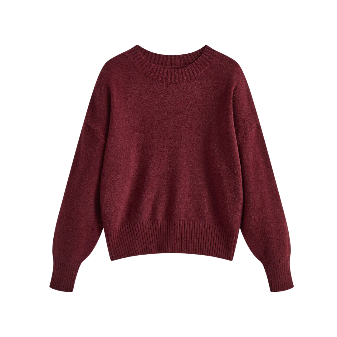 Atelier Élégance™ | Pull en Jersey Uni Bourgogne