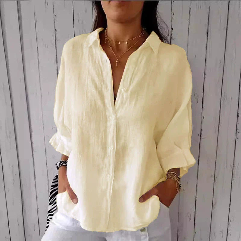 Atelier Élégance™ | Chemise Coton et Lin à Nouer dans le Dos