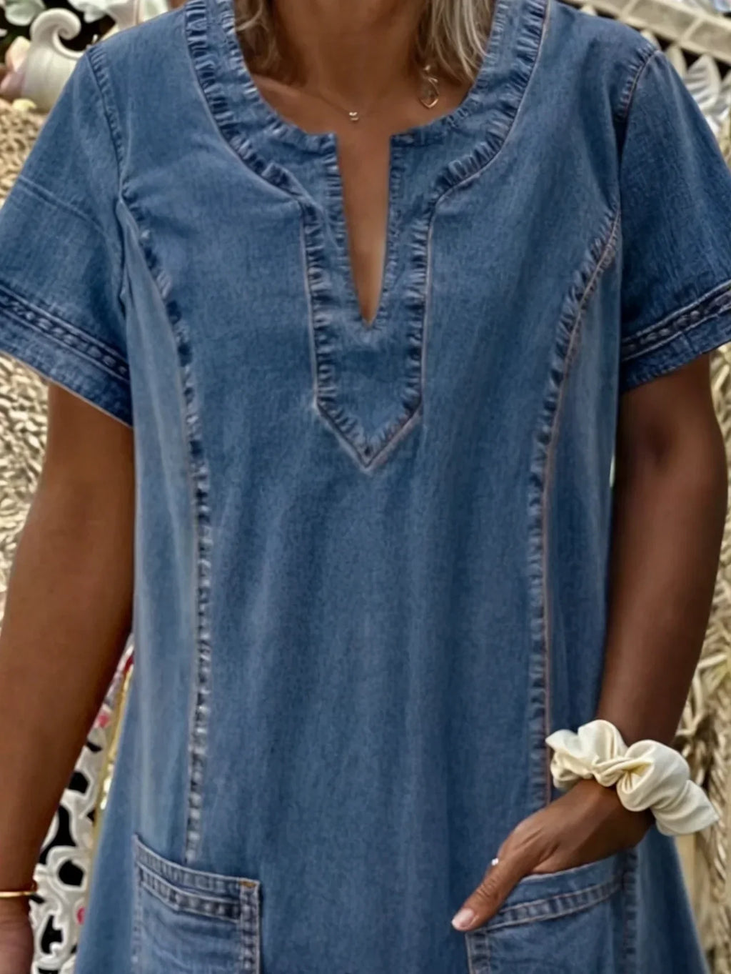 Atelier Élégance™ | Robe tunique en jean avec poches