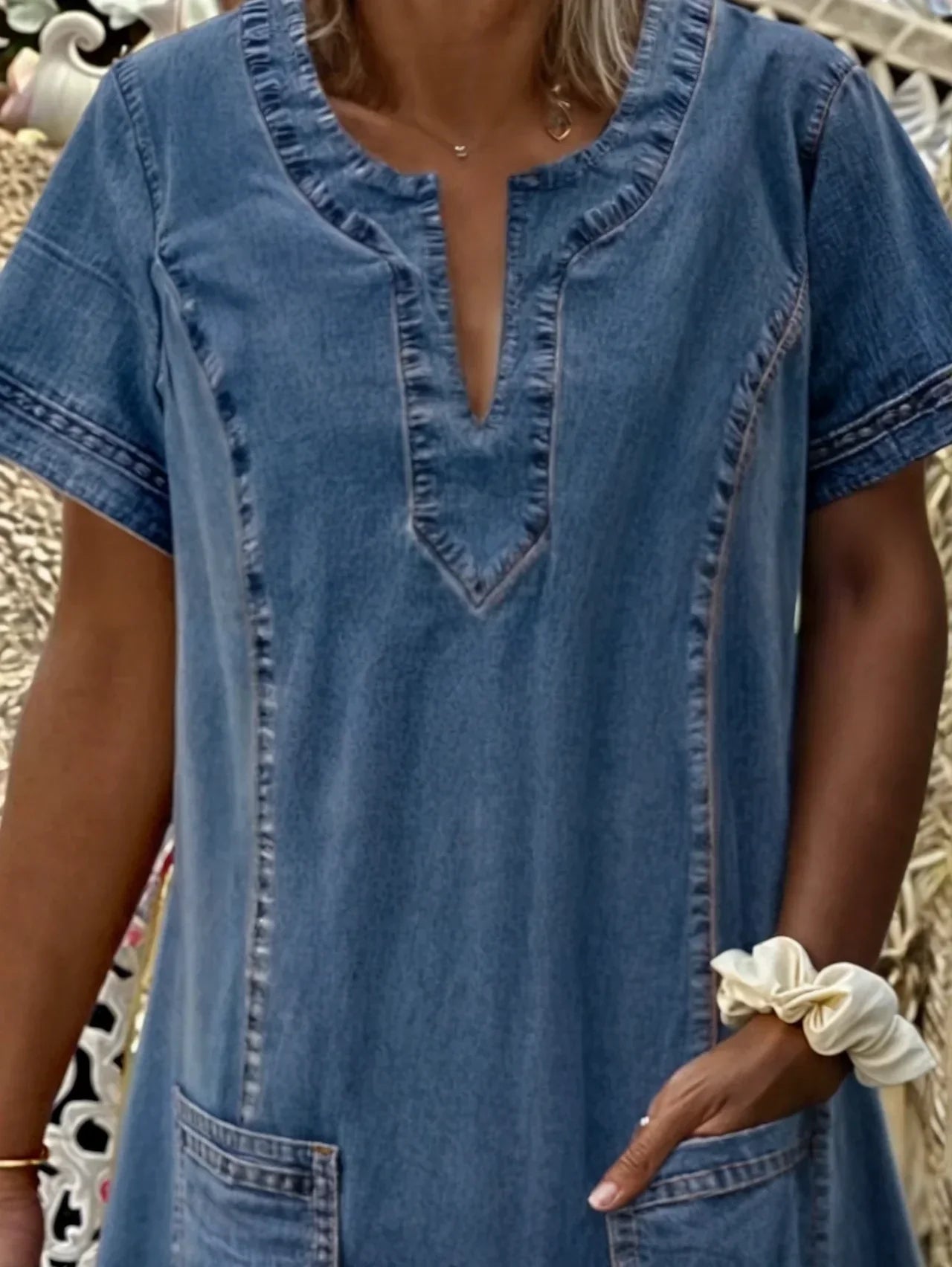 Atelier Élégance™ | Robe tunique en jean avec poches