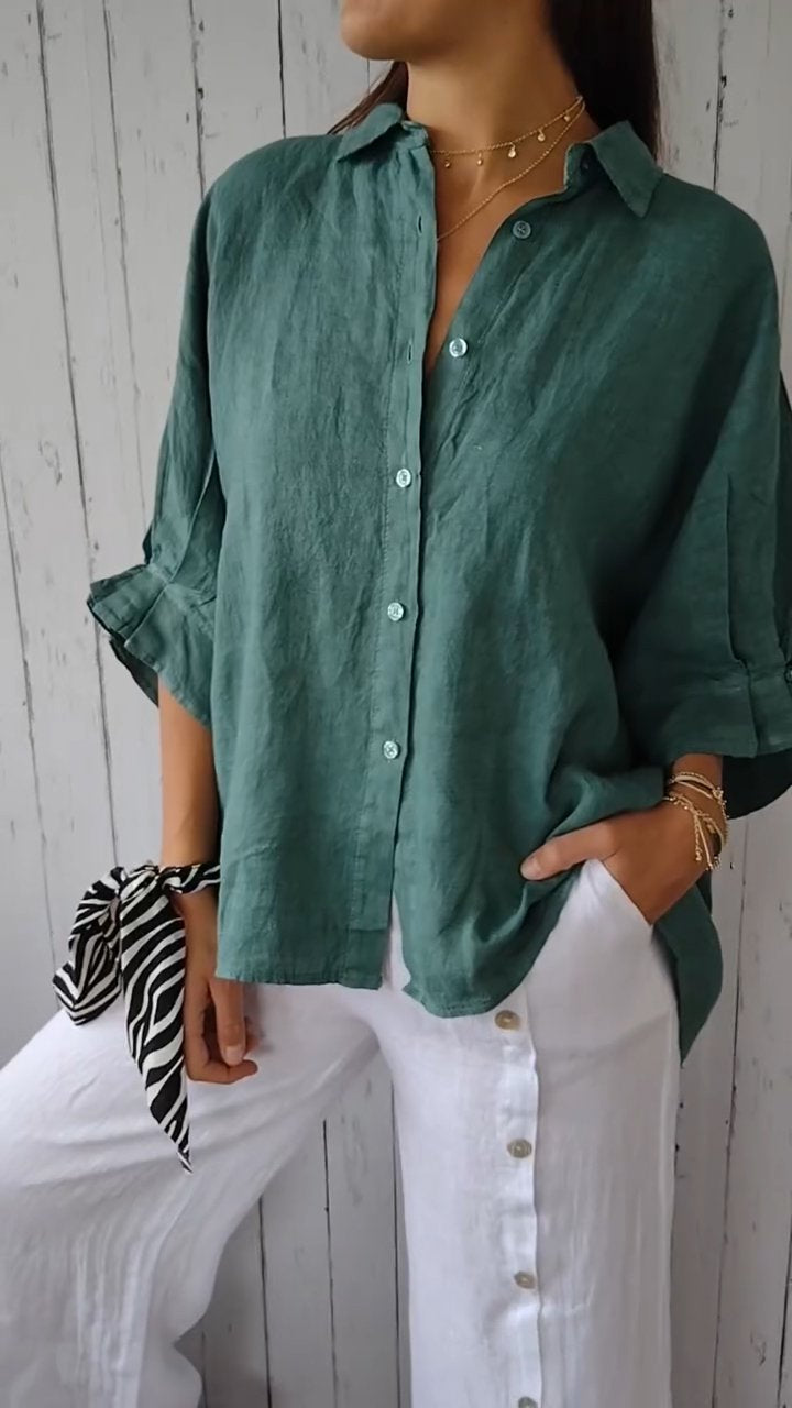 Atelier Élégance™ | Chemise Coton et Lin à Nouer dans le Dos