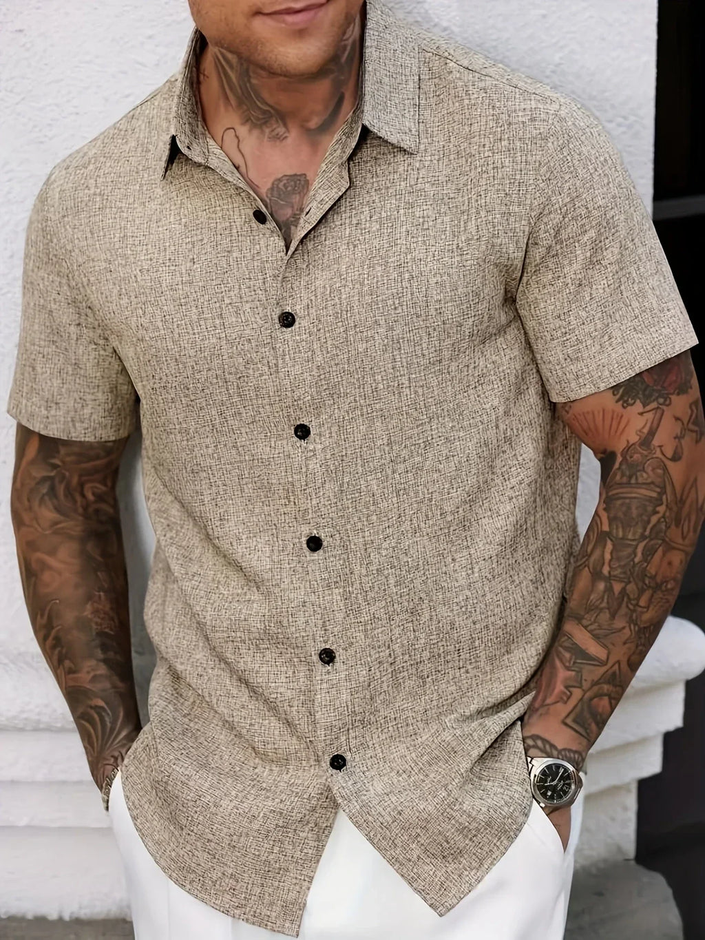 Lenoir™ | Chemise légère à manches courtes en mélange de lin