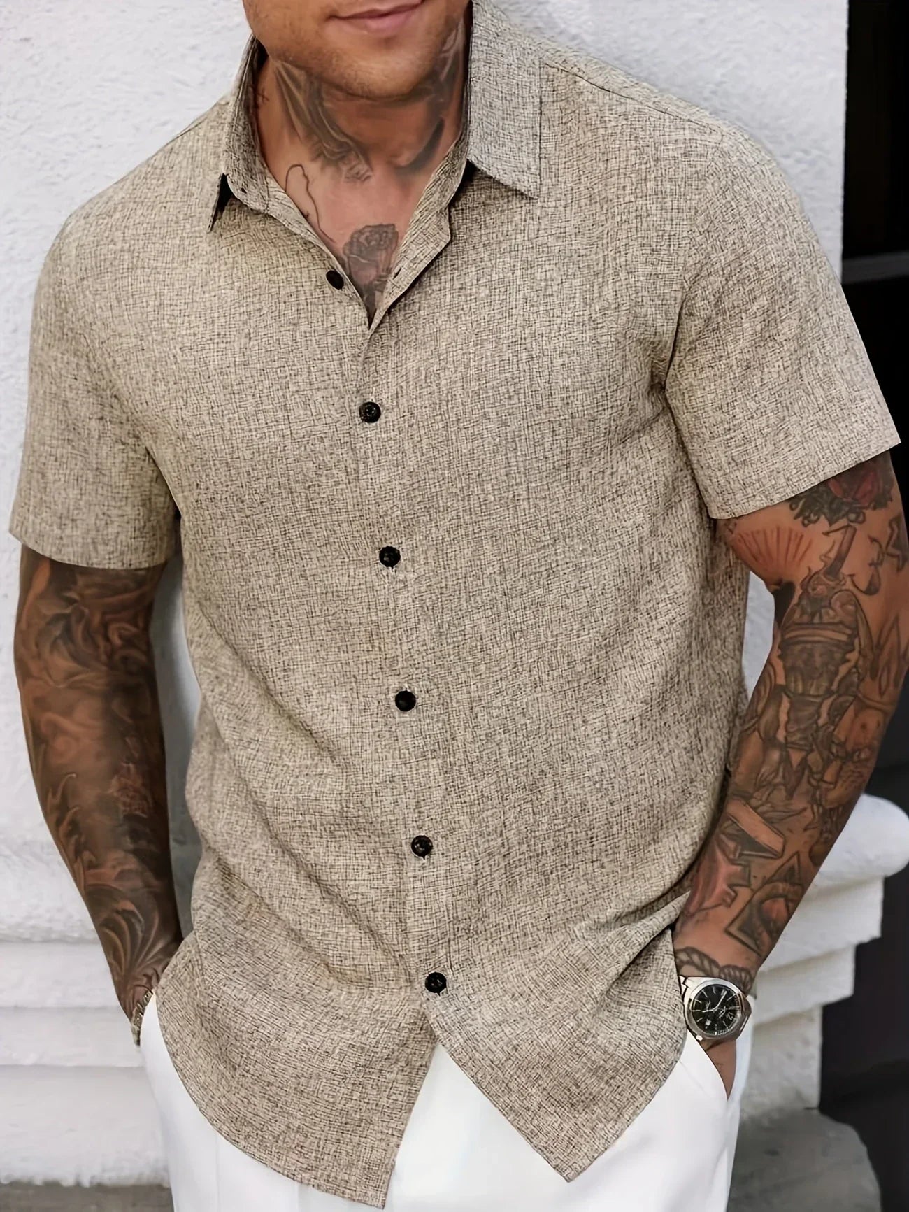 Lenoir™ | Chemise légère à manches courtes en mélange de lin