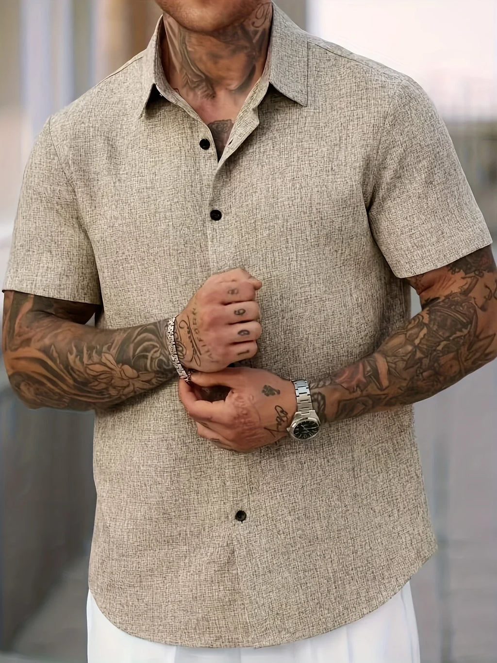 Lenoir™ | Chemise légère à manches courtes en mélange de lin