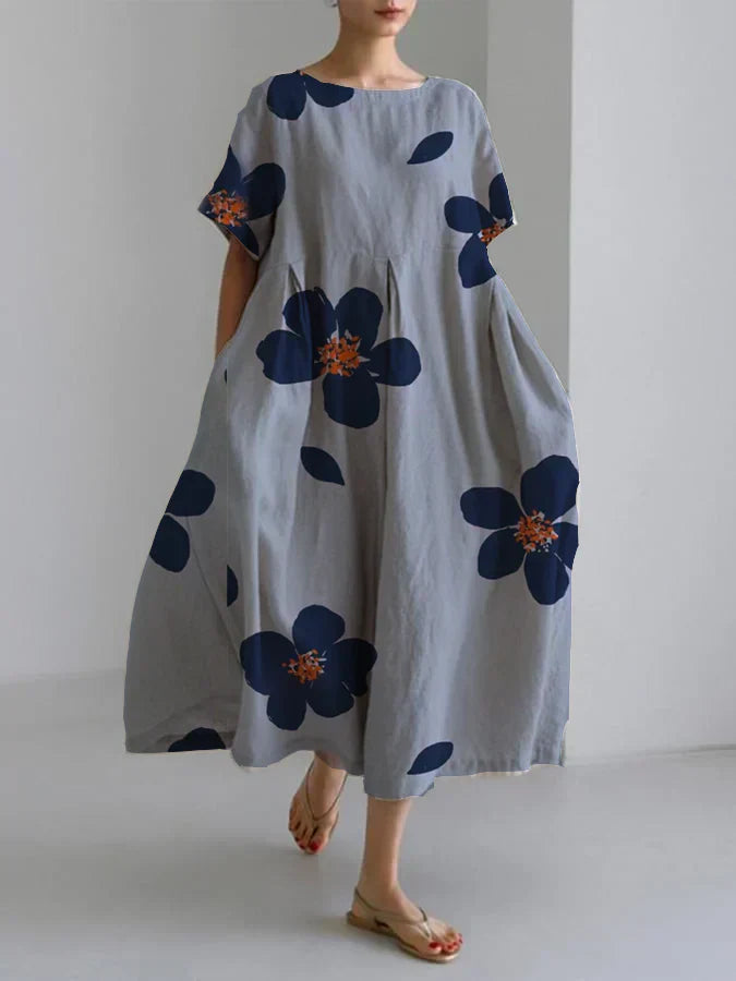 Atelier Élégance™ | Raffaella Longue robe florale à la coupe décontractée et aux détails élégants pour les journées chic