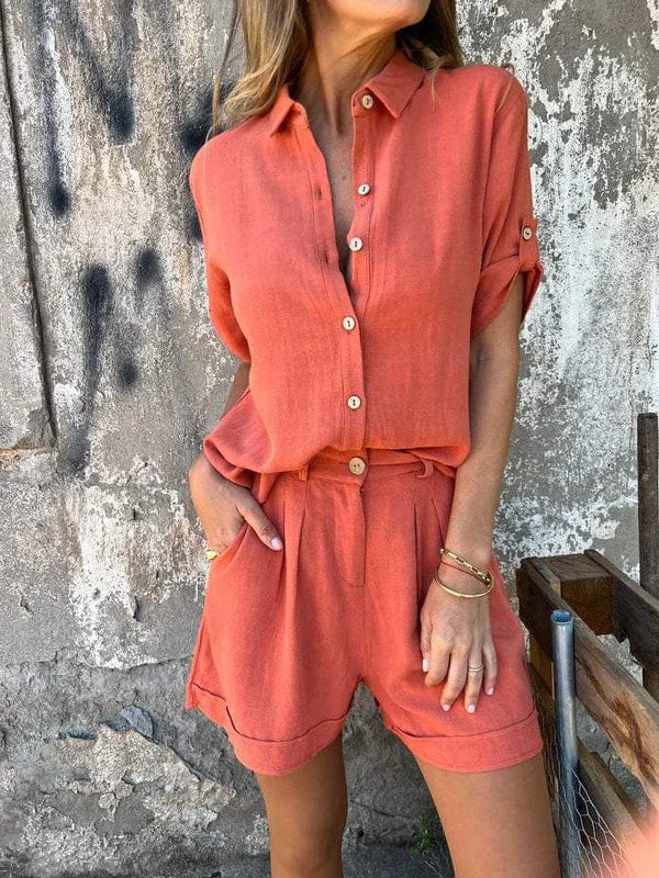 Atelier Élégance™ | Ensemble chemise à boutons et shorts