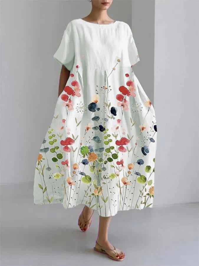 Atelier Élégance™ | Lilliane Robe longue décontractée avec liberté de mouvement et style floral pour les journées d'été