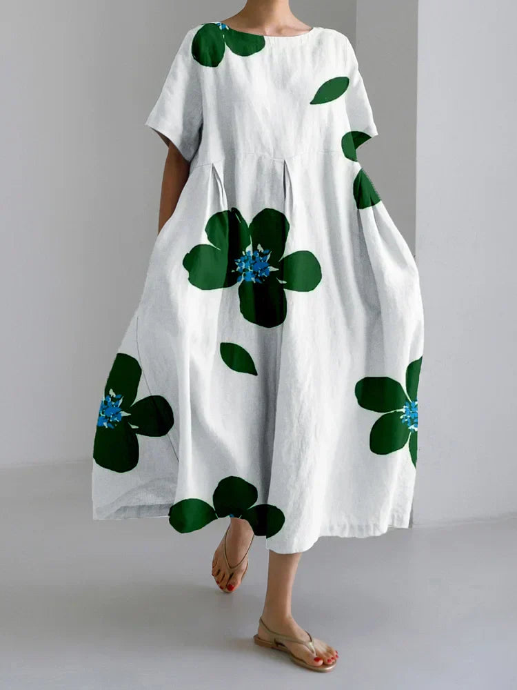Atelier Élégance™ | Catherina Robe longue d'été avec fleurs vives et confort doux pour les journées ensoleillées