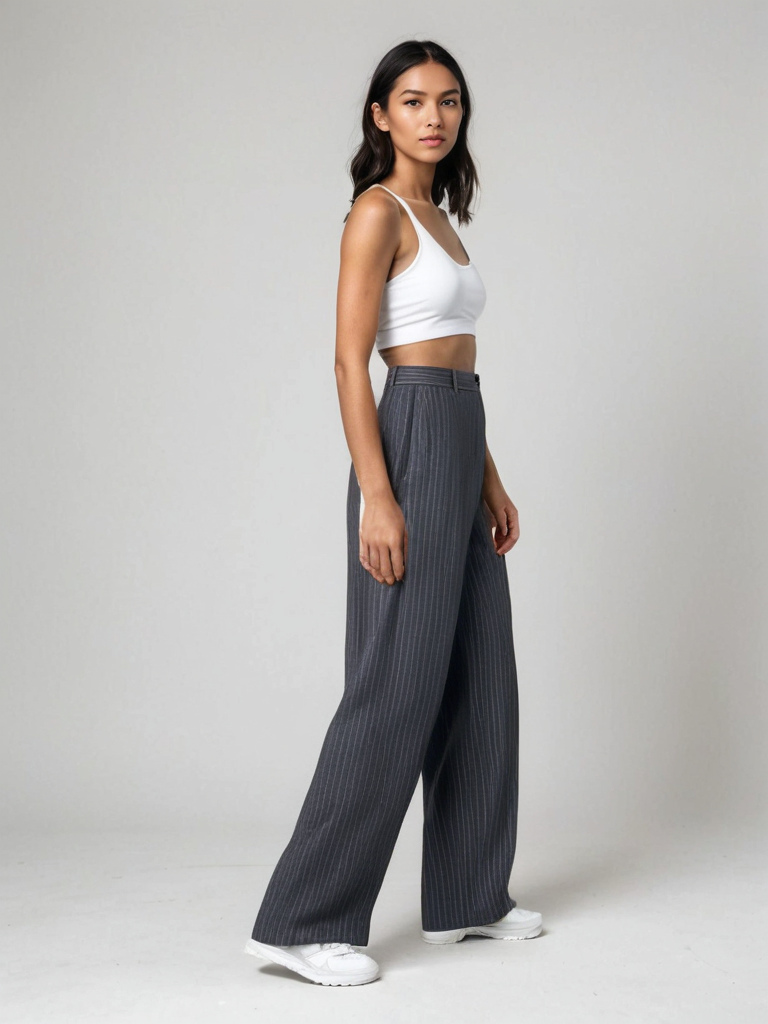 Atelier Élégance™ | Pantalon Large à Rayures Élégantes