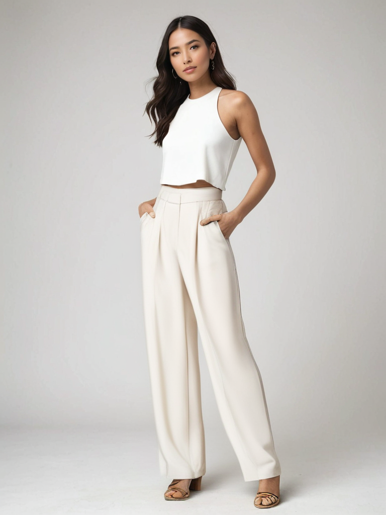 Atelier Élégance™ | Pantalon Large Écru Élégant
