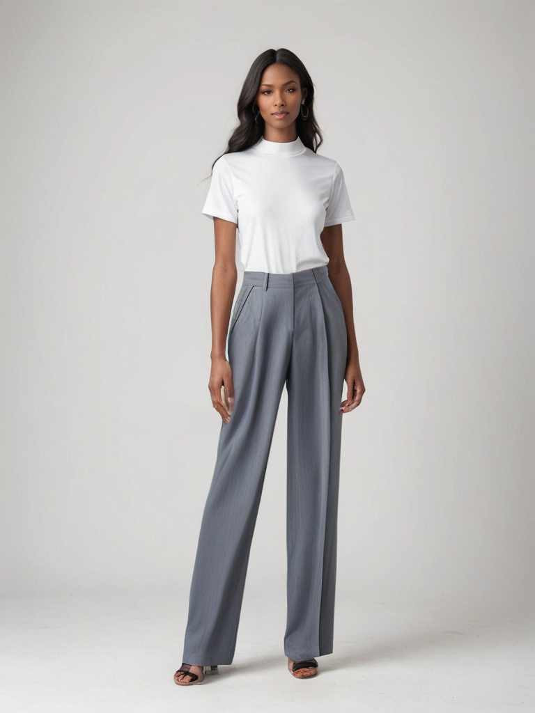 Atelier Élégance™ | Pantalon Large Gris Élégant