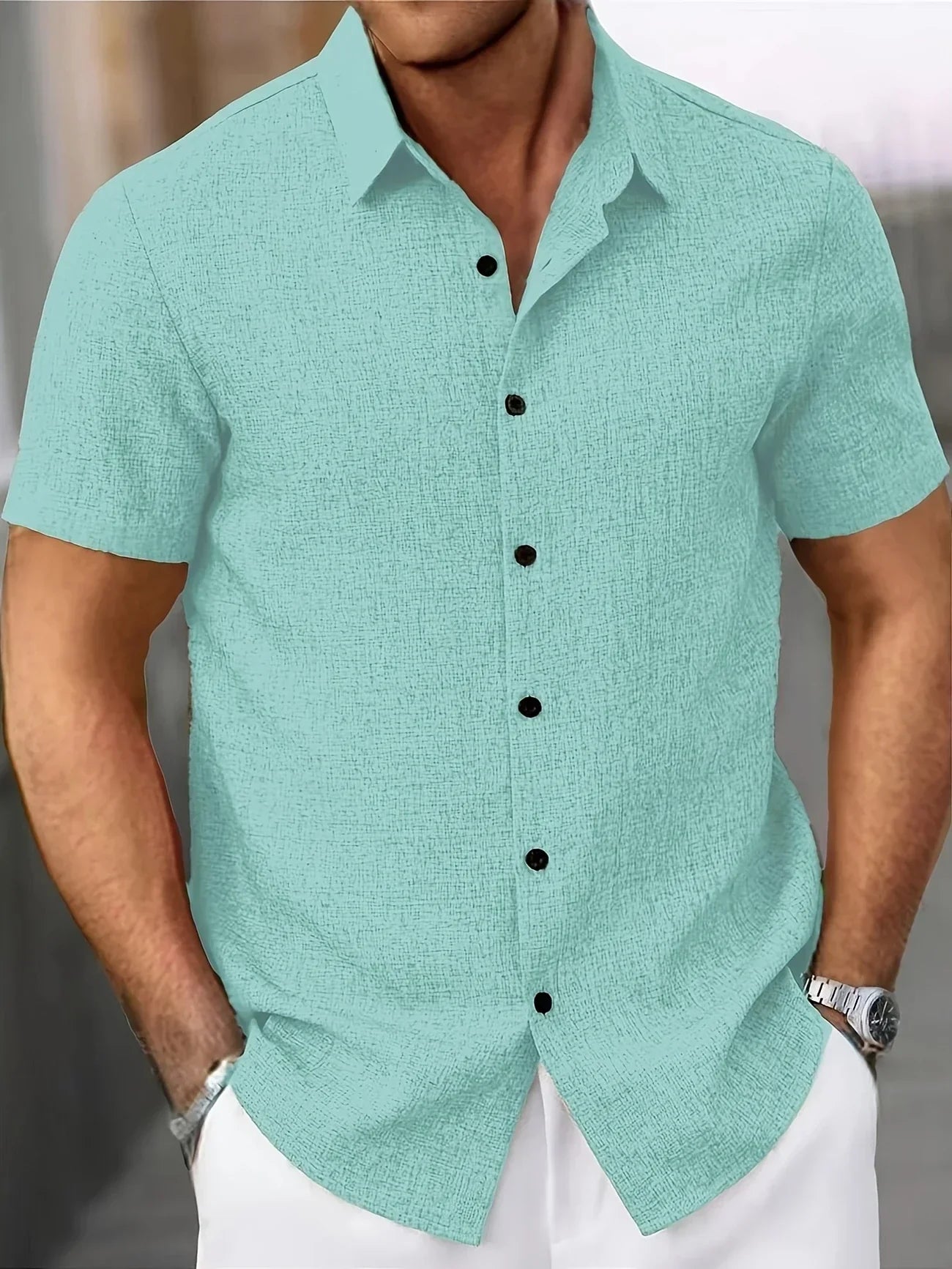 Lenoir™ | Chemise légère à manches courtes en mélange de lin