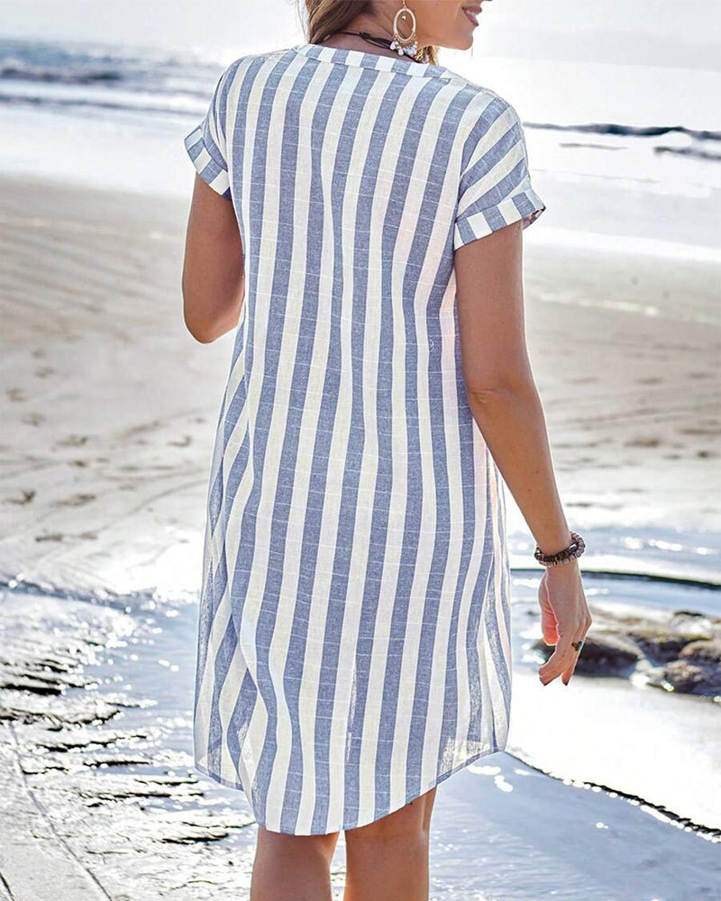 Atelier Élégance™ | Martine robe chemise élégante rayée