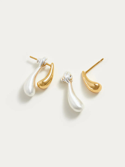 Atelier Élégance™ | Boucles d'oreilles goutte d'eau bicolores toujours élégantes