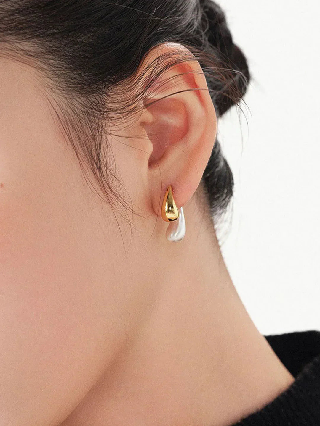 Atelier Élégance™ | Boucles d'oreilles goutte d'eau bicolores toujours élégantes