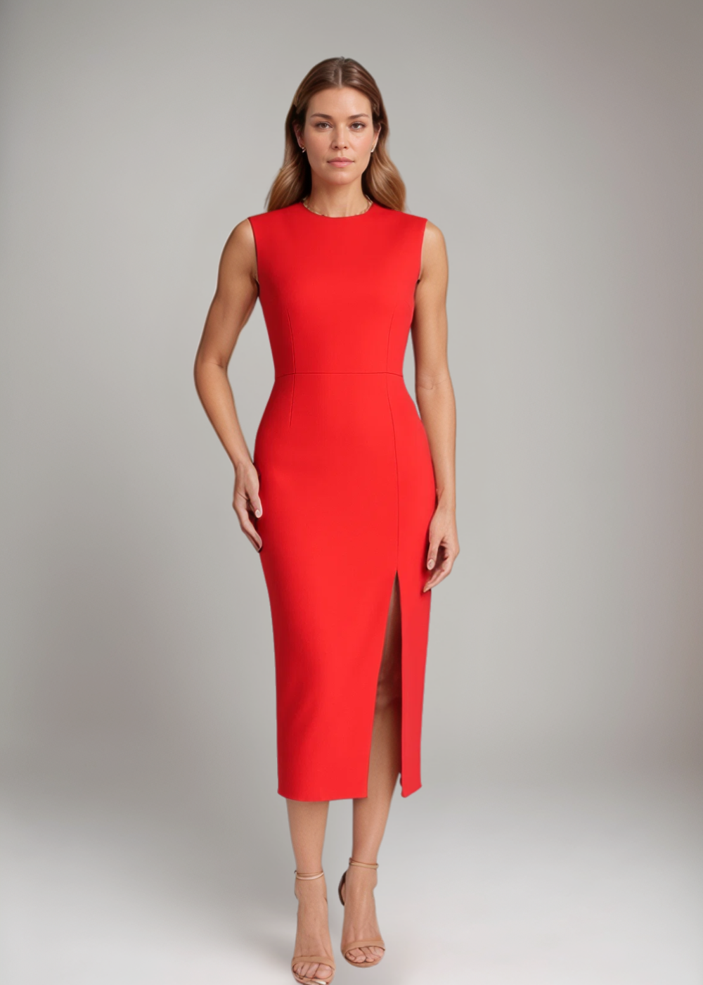Atelier Élégance™ | Robe Midi Sans Manches Élégante