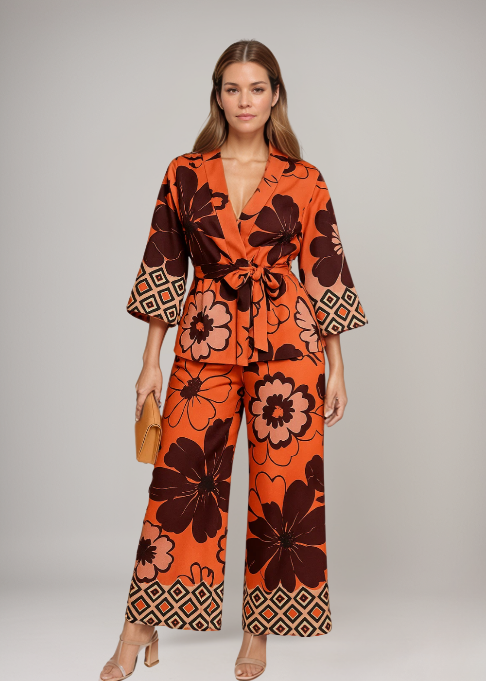 Atelier Élégance™ | Ensemble Kimono à Fleurs & Pantalons Amples