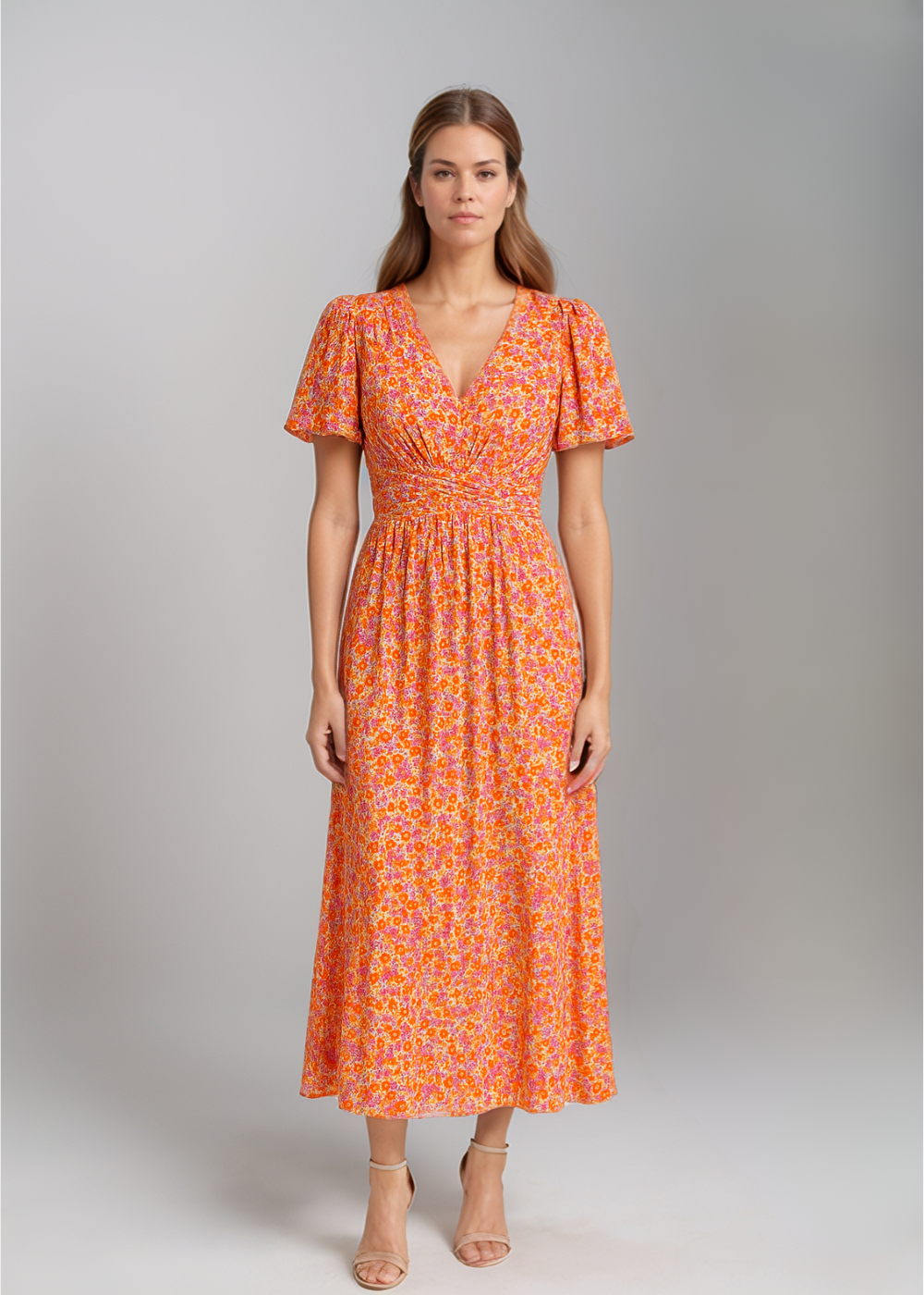 Atelier Élégance™ | Robe maxi à fleurs avec manches flottantes