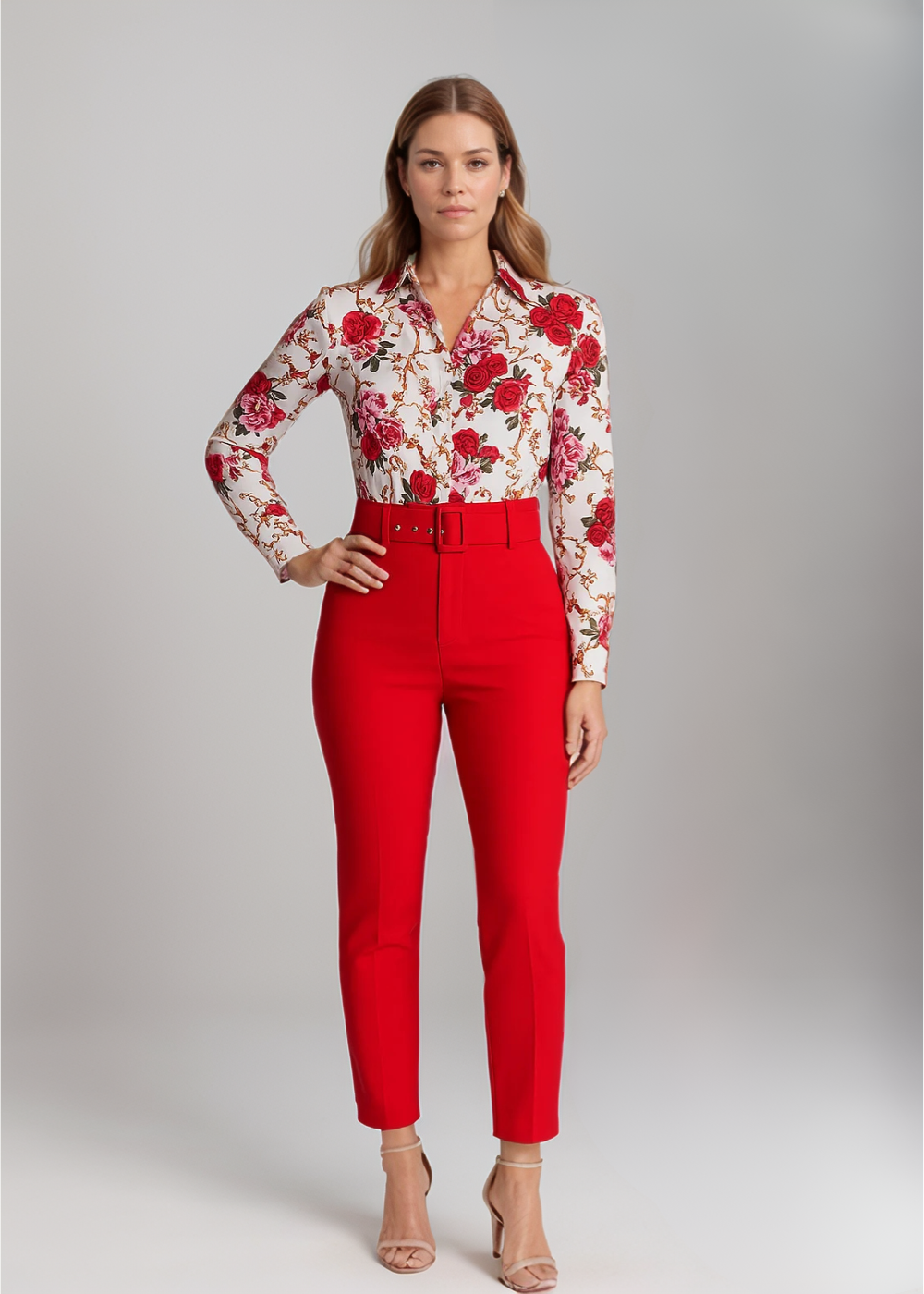 Atelier Élégance™ | Blouse Imprimée & Pantalon Taille Haute