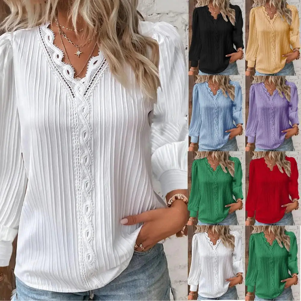 Atelier Élégance™ | Blouse en Chiffon avec Détails en Dentelle