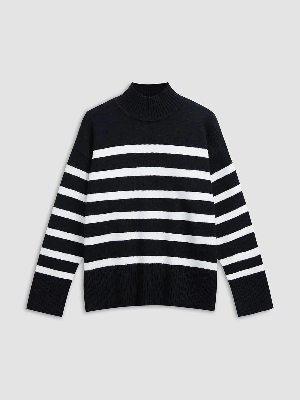 Atelier Élégance™ | Pull Col Montant Rayé Confortable