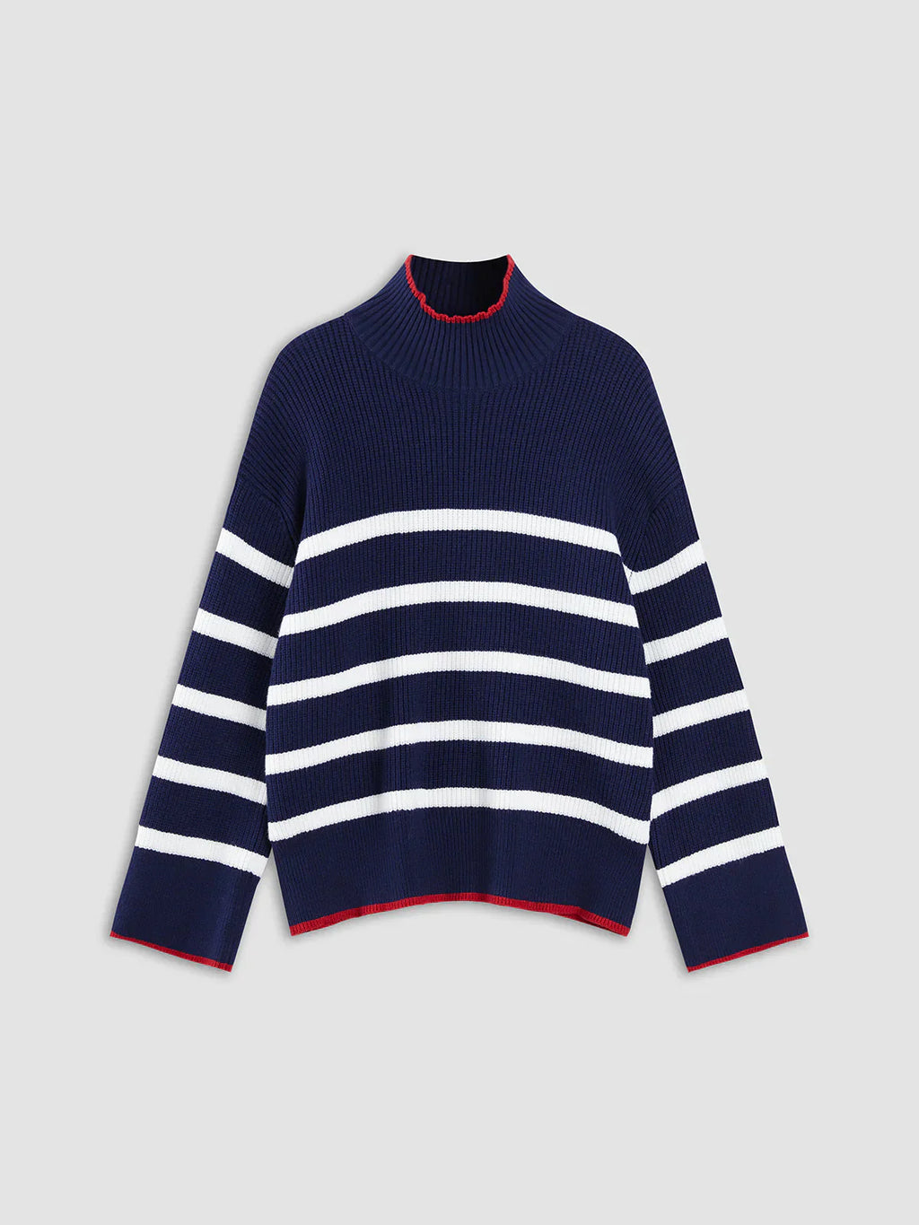Atelier Élégance™ | Pull col montant à rayures contrastées