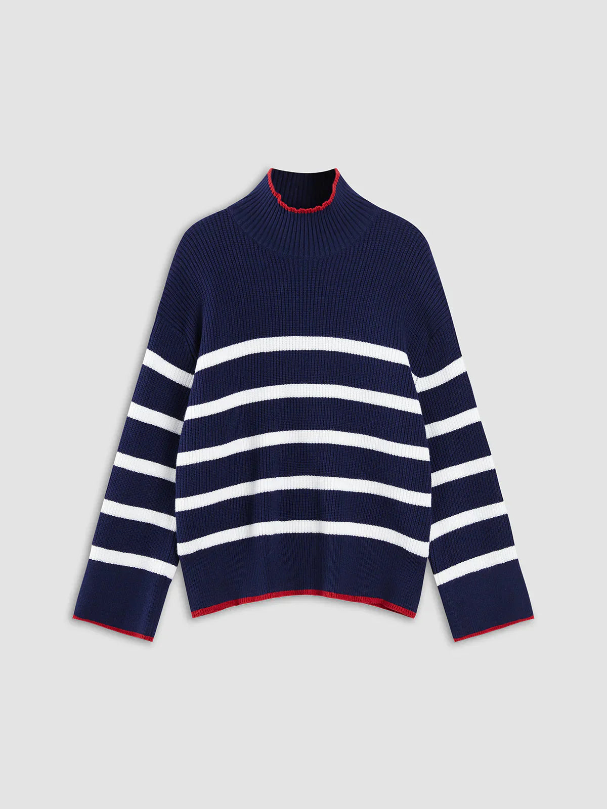Atelier Élégance™ | Pull col montant à rayures contrastées