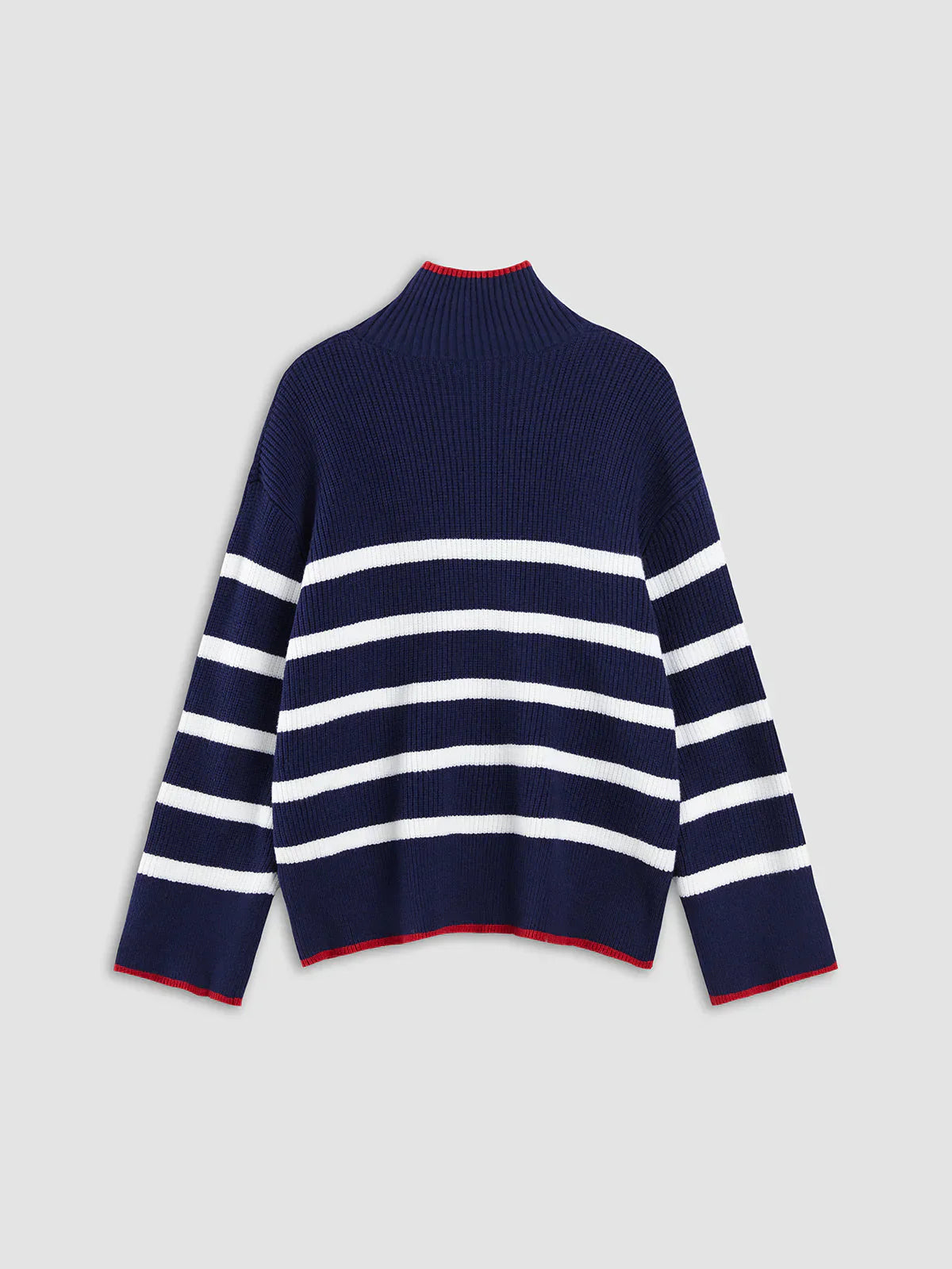Atelier Élégance™ | Pull col montant à rayures contrastées