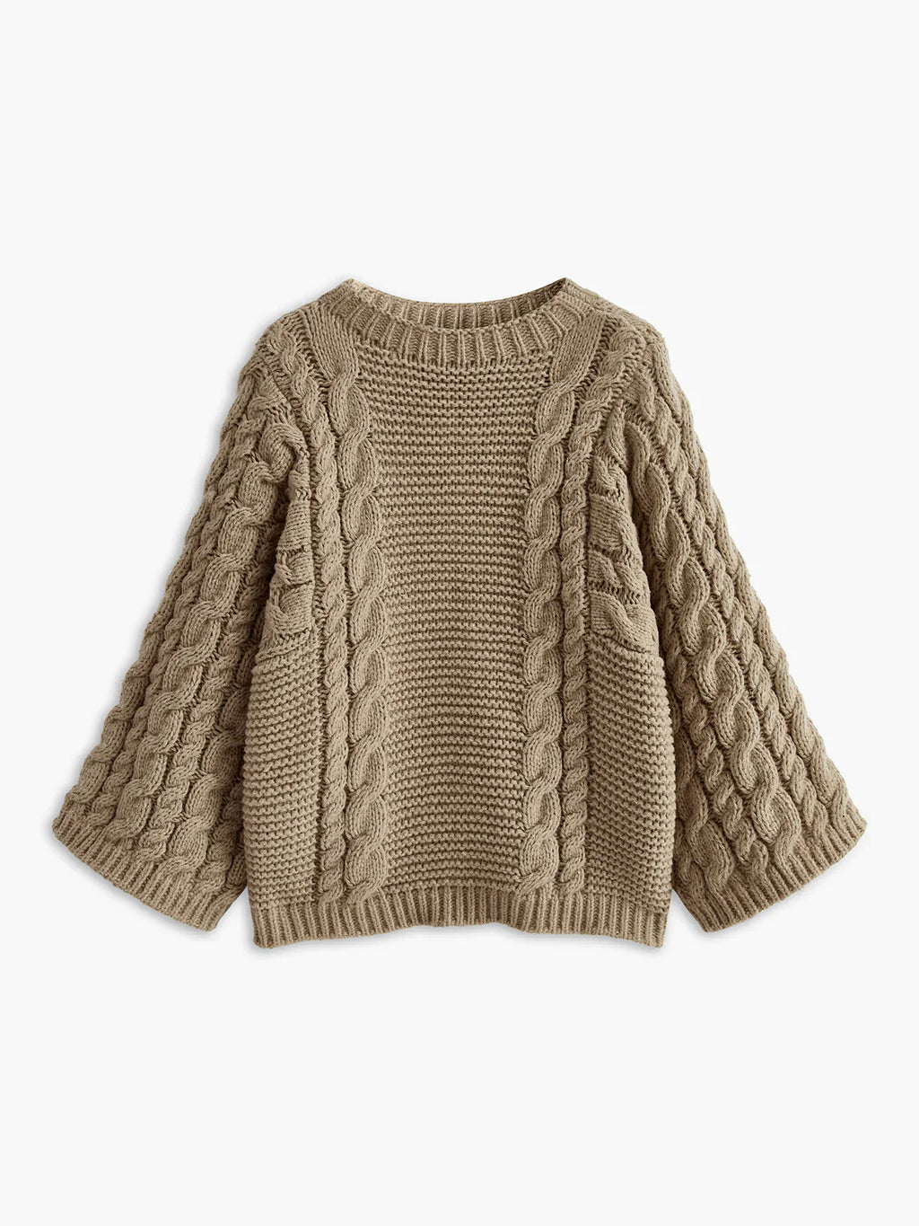 Atelier Élégance™ | Pull en Tricot Câble à Col Rond de Loisirs
