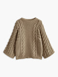 Atelier Élégance™ | Pull en Tricot Câble à Col Rond de Loisirs