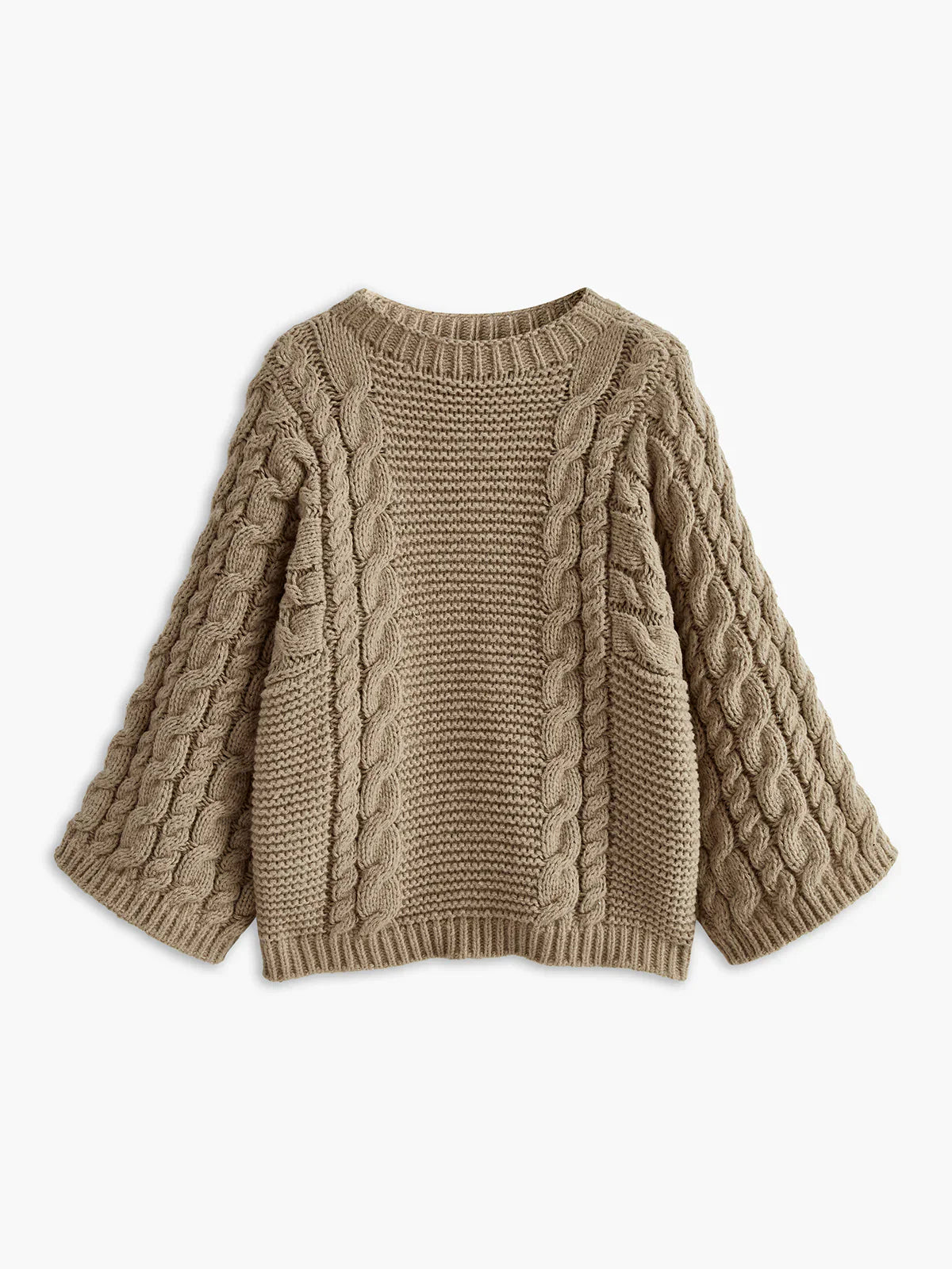 Atelier Élégance™ | Pull en Tricot Câble à Col Rond de Loisirs