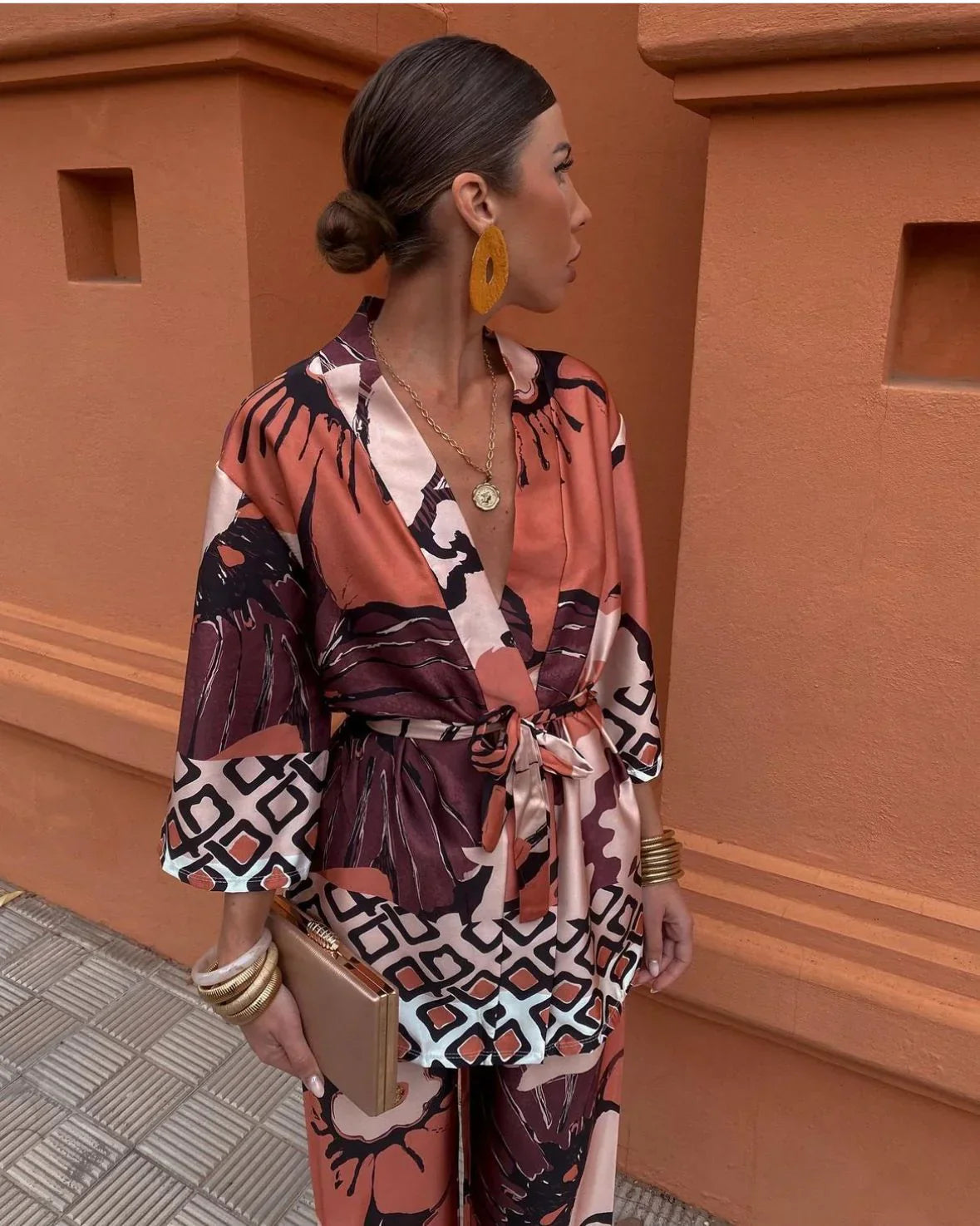 Atelier Élégance™ | Ensemble Kimono à Fleurs & Pantalons Amples