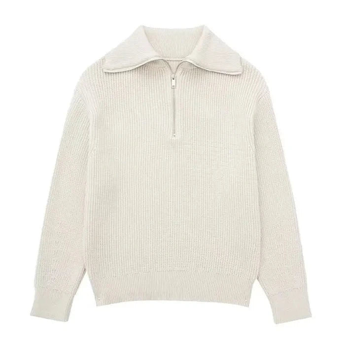 Atelier Élégance™ | Pull zippé rayé