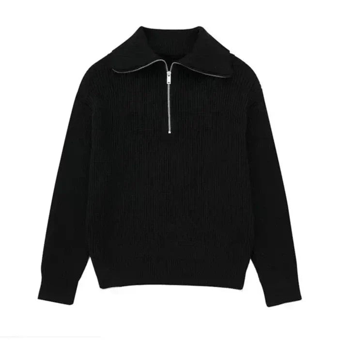 Atelier Élégance™ | Pull zippé rayé