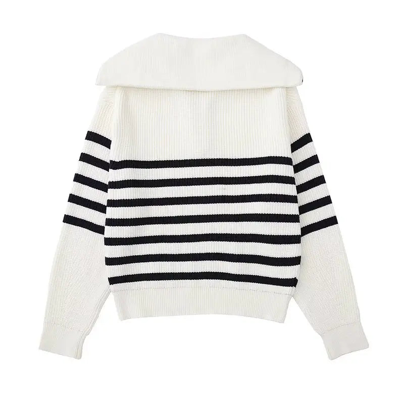 Atelier Élégance™ | Pull zippé rayé